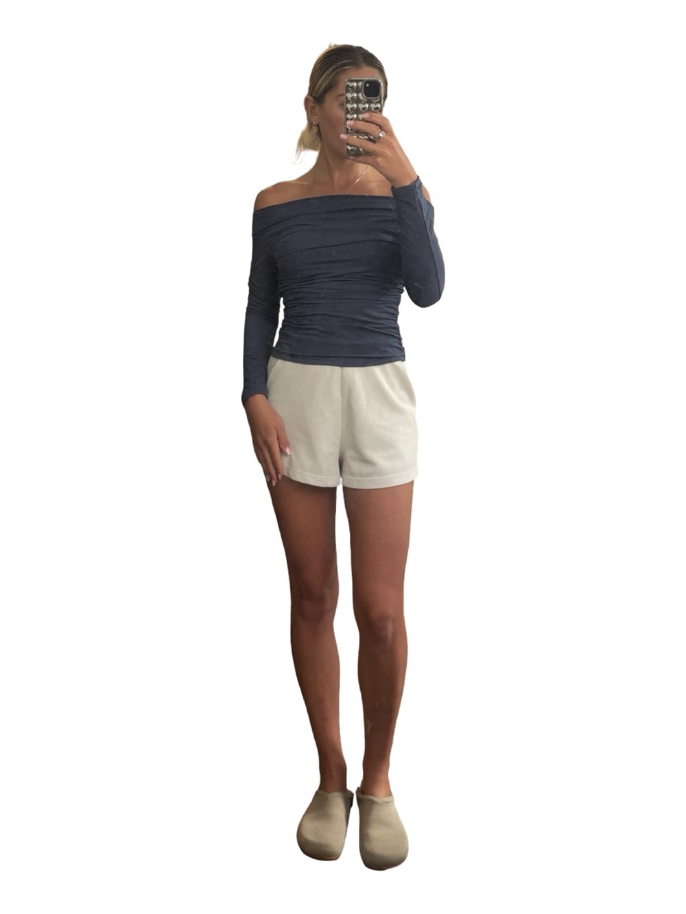 BUNDLE Amazon Off-Shoulder Navy & White Long Sleeve Tops